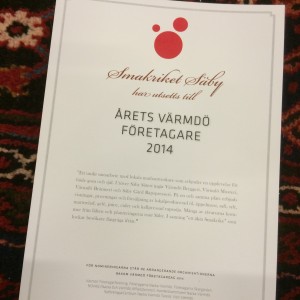 Diplom Årets Värmdöföretagare 2014